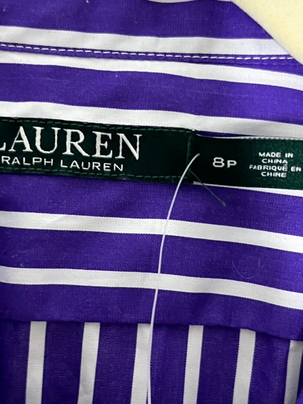 Lauren by Ralph Lauren Purple White Striped Button Down Dress Shirt Women Size 8 - Picture 10 of 10